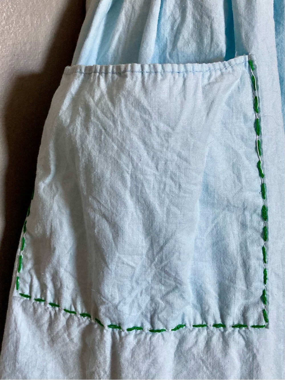 Light Blue Embroidered Floral Half Apron - Picture 4 of 5